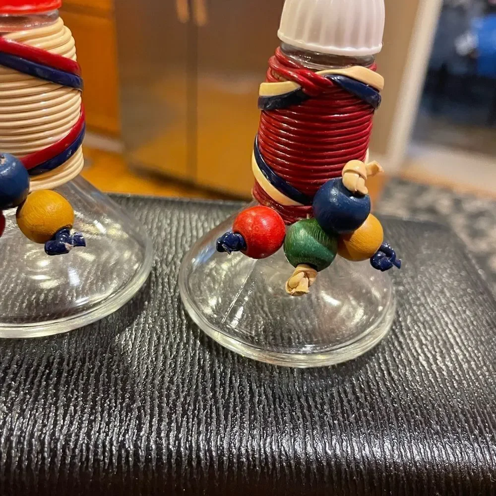 Vintage Nautical Type Glass Salt and Pepper Shakers